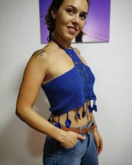 Top, azul, espalda descubierta
