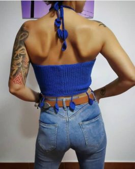 Top, azul, espalda descubierta